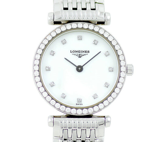 Battery replacement Longines Longin La Grand Classic L4.241.0 Bezel Diamond 12P Diamond White Shell SS Stainless Ladies Quartz Grand [6 months warranty] [Watch] [Used]