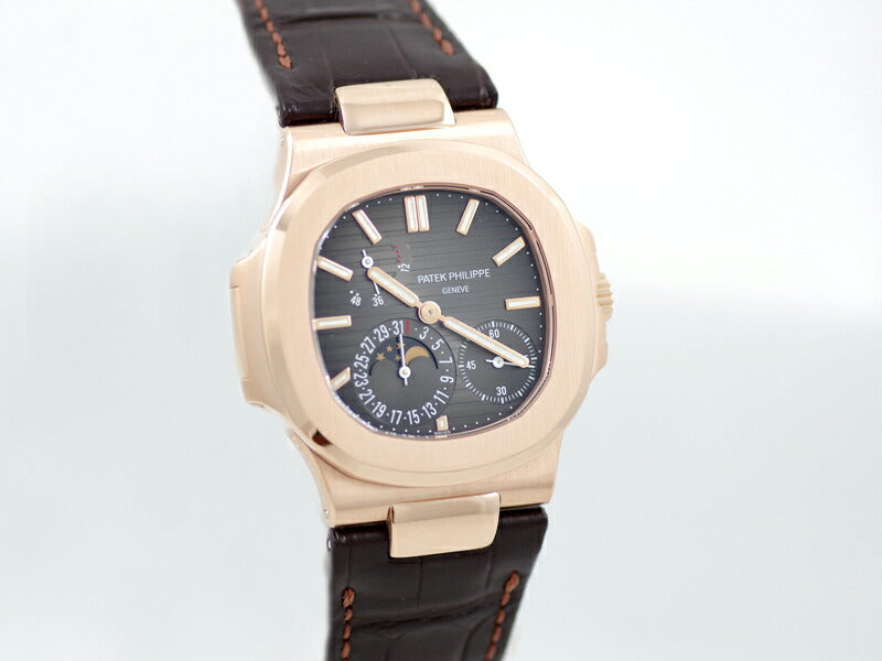 PATEK PHILIPPE パテック フィリップ ノーチラス プチコンプリケーション パワーリザーブ ムーンフェイズ  5712R グレー K18RG ローズゴールド 金無垢 メンズ 自動巻き 5712R-001【6ヶ月保証】【腕時計】【中古】