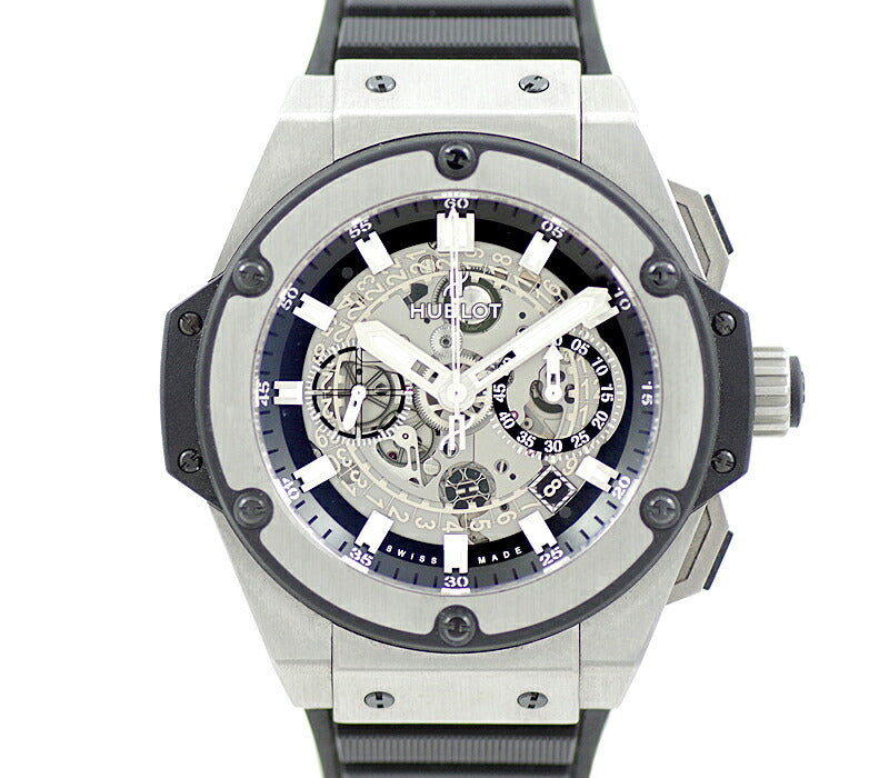 HUBLOT Ubliking Power Usani Titanium Chronograph 701.NX.0170.RX Black Black Skeleton Titanium Genuine Belt Genuine Buckwheat Men Automatic Big Bang [6 months warranty] [Watch] [Used]