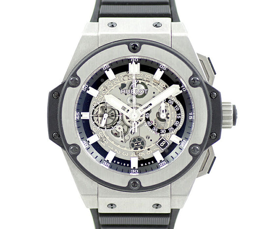 HUBLOT ウブロ キングパワー ウニコ チタニウム クロノグラフ 701.NX.0170.RX 黒 ブラック スケルトン チタン 純正ベルト 純正尾錠 メンズ 自動巻き ビッグバン【6ヶ月保証】【腕時計】【中古】