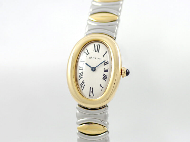 Cartier Cartier Cartier Cartier Cartier Benuwall Bell Epock W40002F2 White White Ivory K18YG Yellow Gold SS Stainless Combination Ladies Quartz [6 months warranty] [Watch] [Used]