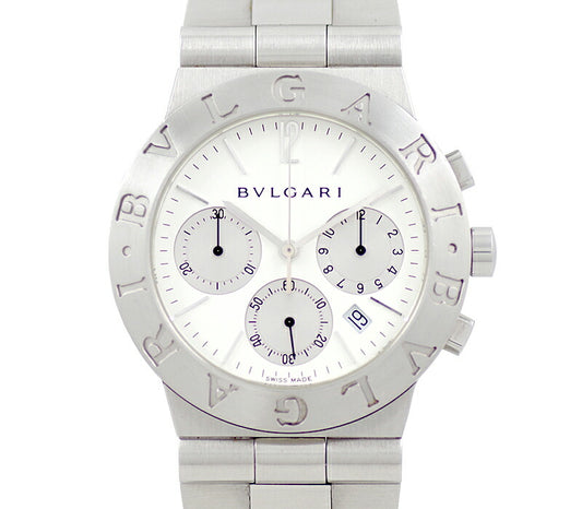 電池交換済 BVLGARI ブルガリ ディアゴノ スポーツ CH35S クロノグラフ 白 ホワイト SS ステンレス メンズ クォーツ【自社保証6ヶ月】【腕時計】【中古】