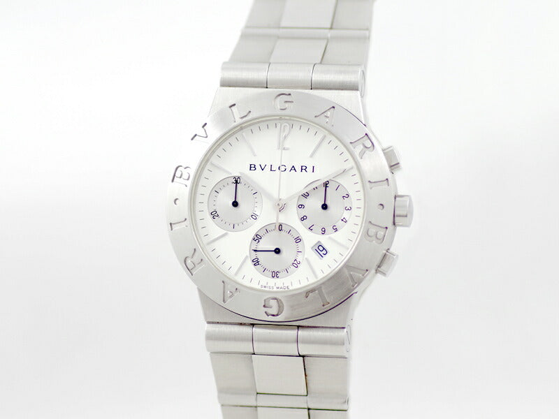 Battery replacement BVLGARI Bulgari Diagano Sports CH35S Chronograph White White White White SS Stainless Men Quartz [Self -warranty] [Watch] [Used]