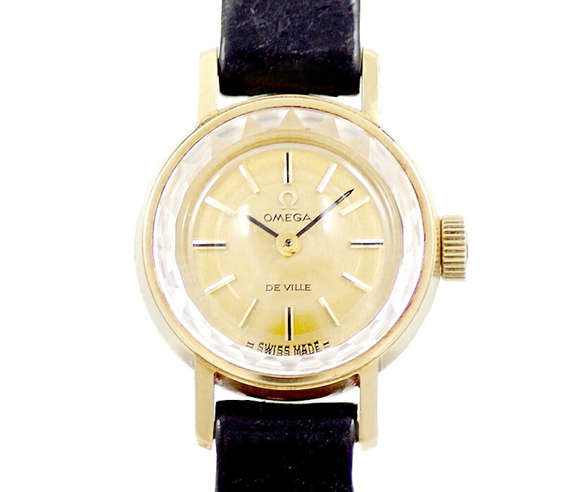Rare product Omega Omega Cut Glass Gold Solid 511.227 Cal.485 17 Stone Gold K18YG Yellow Gold Ladies Hand -wound Antique Vintage [Watch] [Used]