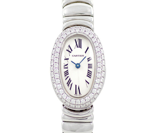 Cartier Cartier Cartier Cartier Cartier Mini Venuir Double Diamond Bezel White Ivory K18WG White Gold Gold Solid after Diamond Ladies Quartz [6 months warranty] [Watch] [Used]