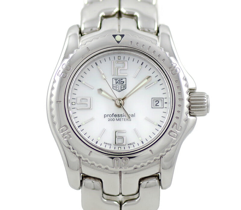 Battery replacement TAG HEUER Tag Hoire Link WT141A Date 200m Waterproof White Shell SS Stainless Ladies Quartz [6 months warranty] [Watch] [Used]