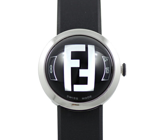 Battery replacement FENDI Fendi boothra 8010g Dome glass black black SS Stainless steel genuine rubber belt genuine buckle quartz [6 months warranty] [Watch] [Used]
