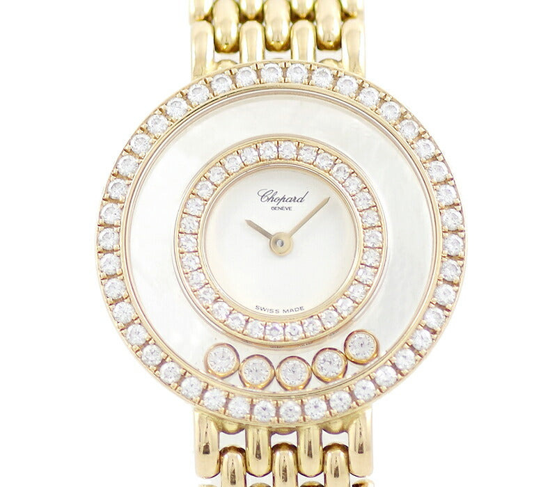 CHOPARD Chopard Happy Diamond 4119 Diamond Besel 5P Diamond Double Bezel Diamond White White White White White White K18YG Yellow Gold Golden Solid Ladies Quartz [1 Month Guarantee] [Watch] [Used]