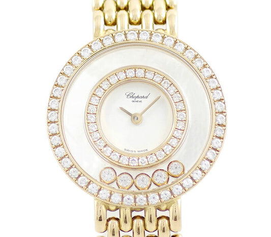 CHOPARD Chopard Happy Diamond 4119 Diamond Besel 5P Diamond Double Bezel Diamond White White White White White White K18YG Yellow Gold Golden Solid Ladies Quartz [1 Month Guarantee] [Watch] [Used]