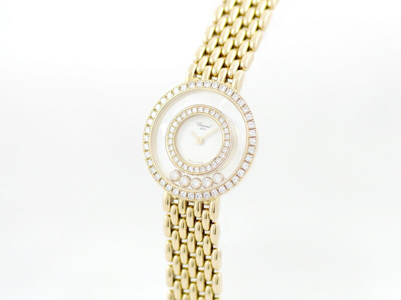 CHOPARD Chopard Happy Diamond 4119 Diamond Besel 5P Diamond Double Bezel Diamond White White White White White White K18YG Yellow Gold Golden Solid Ladies Quartz [1 Month Guarantee] [Watch] [Used]