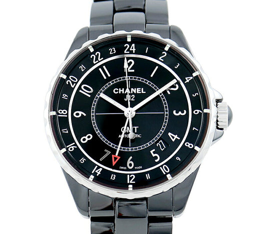 CHANEL シャネル J12 GMT H3102 38mm 100ｍ防水 デイト ブラック 黒 セラミック SS ステンレス メンズ 自動巻き【6ヶ月保証】【腕時計】【中古】