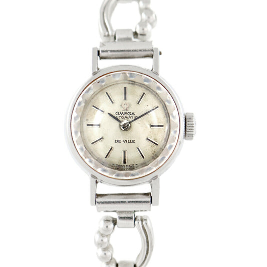 Rare product Omega Devil Devil cut glass 551.038 Cal.661 24 Stone Silver SS Stainless Ladies Automatic Antique Vintage [Watch] [Used]