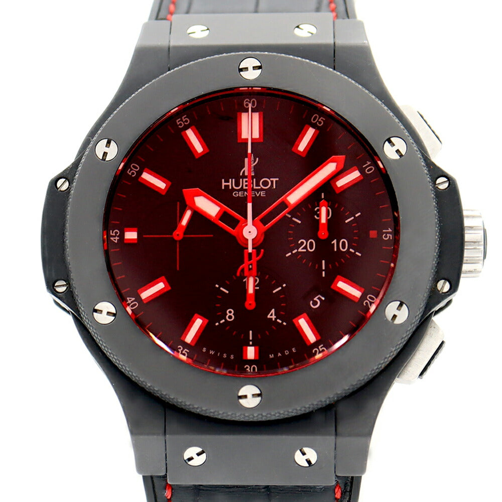 HUBLOT ウブロ ビッグバン レッドマジック 44mm クロノグラフ 301.CI.1123.GR デイト 黒 ブラック Ti チタン セラミック 純正ベルト 純正尾錠 メンズ 自動巻き【6ヶ月保証】【腕時計】【中古】