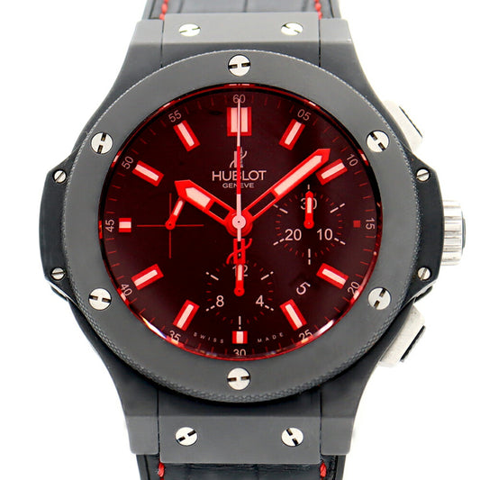 HUBLOT ウブロ ビッグバン レッドマジック 44mm クロノグラフ 301.CI.1123.GR デイト 黒 ブラック Ti チタン セラミック 純正ベルト 純正尾錠 メンズ 自動巻き【6ヶ月保証】【腕時計】【中古】