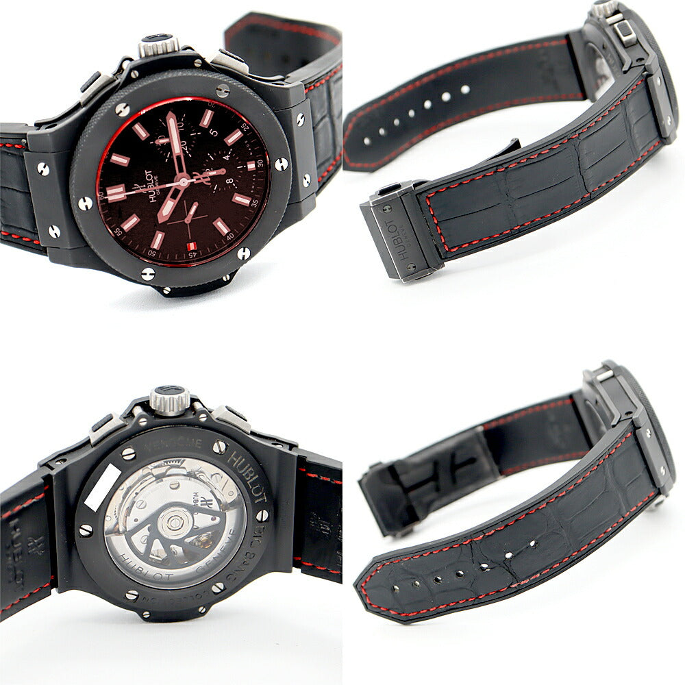 HUBLOT ウブロ ビッグバン レッドマジック 44mm クロノグラフ 301.CI.1123.GR デイト 黒 ブラック Ti チタン セラミック 純正ベルト 純正尾錠 メンズ 自動巻き【6ヶ月保証】【腕時計】【中古】