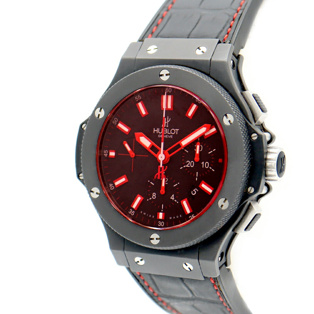 HUBLOT ウブロ ビッグバン レッドマジック 44mm クロノグラフ 301.CI.1123.GR デイト 黒 ブラック Ti チタン セラミック 純正ベルト 純正尾錠 メンズ 自動巻き【6ヶ月保証】【腕時計】【中古】