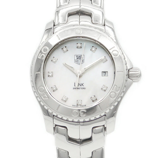 Battery replacement TAG HEUER Tag Hoire Link WJ1319 Genuine Diamond 11P Diamond Date White Shell White Shell SS Stainless Ladies Quartz [6 months warranty] [Watch] [Used]