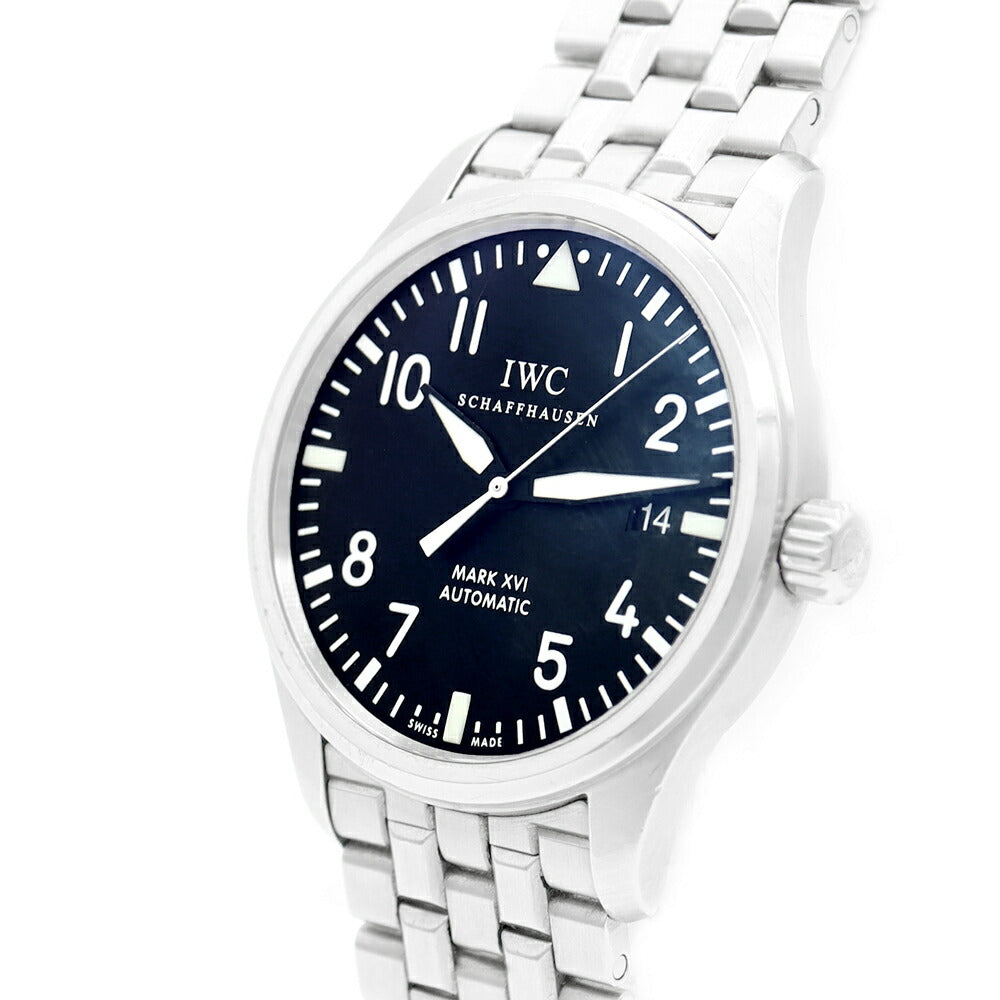 内部点検済 IWC インターナショナルウォッチカンパニー パイロットウォッチ マークXVI IW325504 デイト 黒 ブラック  SS ステンレス メンズ  自動巻き マーク16【6ヶ月保証】【腕時計】【中古】