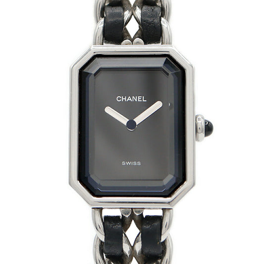 電池交換済 CHANEL シャネル プルミエール Sサイズ H0451 黒 ブラック SS ステンレス レディース クォーツ【6ヶ月保証】【腕時計】【中古】