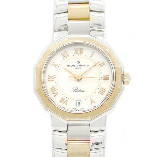 BAUME & MERCIER Baume & Mercier Baume & Mercier Riviera 5231.3 White White SS Stainless steel YG Yellow Gold Combi Ladies Quartz Riviera [6 months warranty] [Watch] [Used]