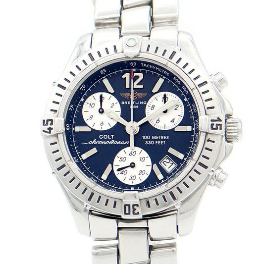 BREITLING BREITLING BREITLING Colt Chrono Chronograph A53350 Date Navy Navy SS Stainless Men Quartz [6 months warranty] [Watch] [Used]