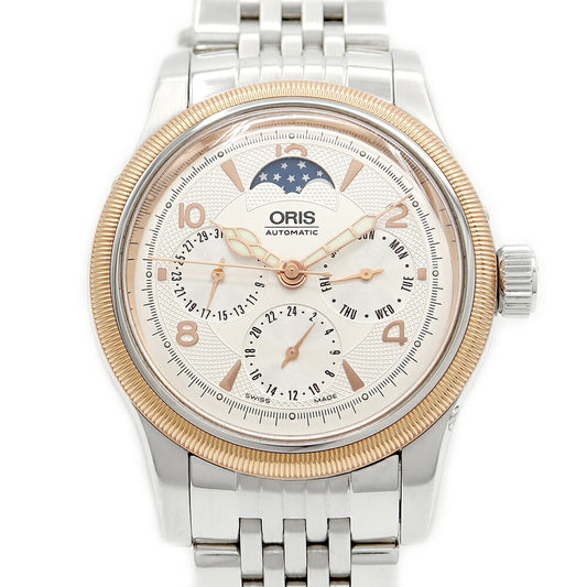 ORIS オリス トリプルカレンダー ムーンフェイズ 7566 裏スケ シルバー SS ステンレス メンズ 自動巻き【6ヶ月保証】【腕時計】【中古】