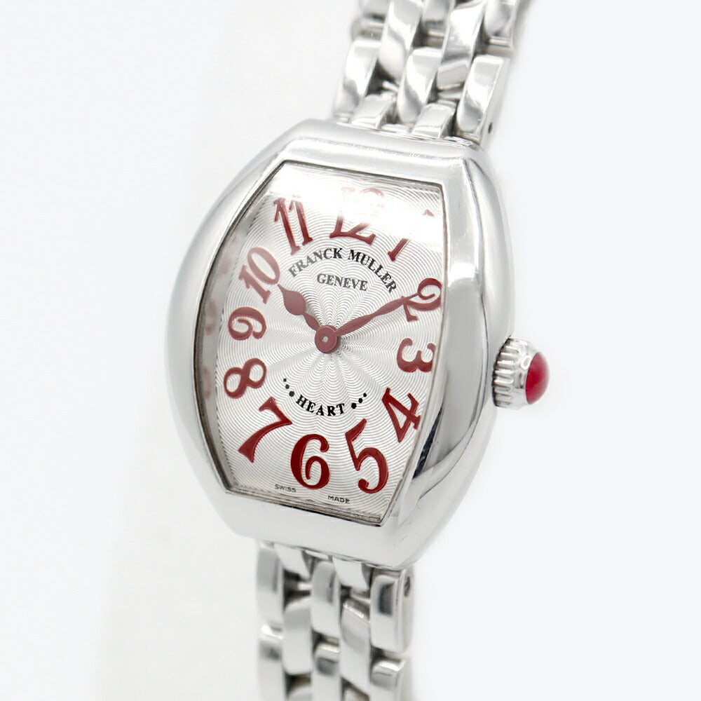 国内正規品 電池交換済 FRANCK MULLER フランクミュラー ハートトゥハート 5002SQZ シルバー ギョーシェ SS ステンレス レディース  クォーツ【6ヶ月保証】【中古】【腕時計】