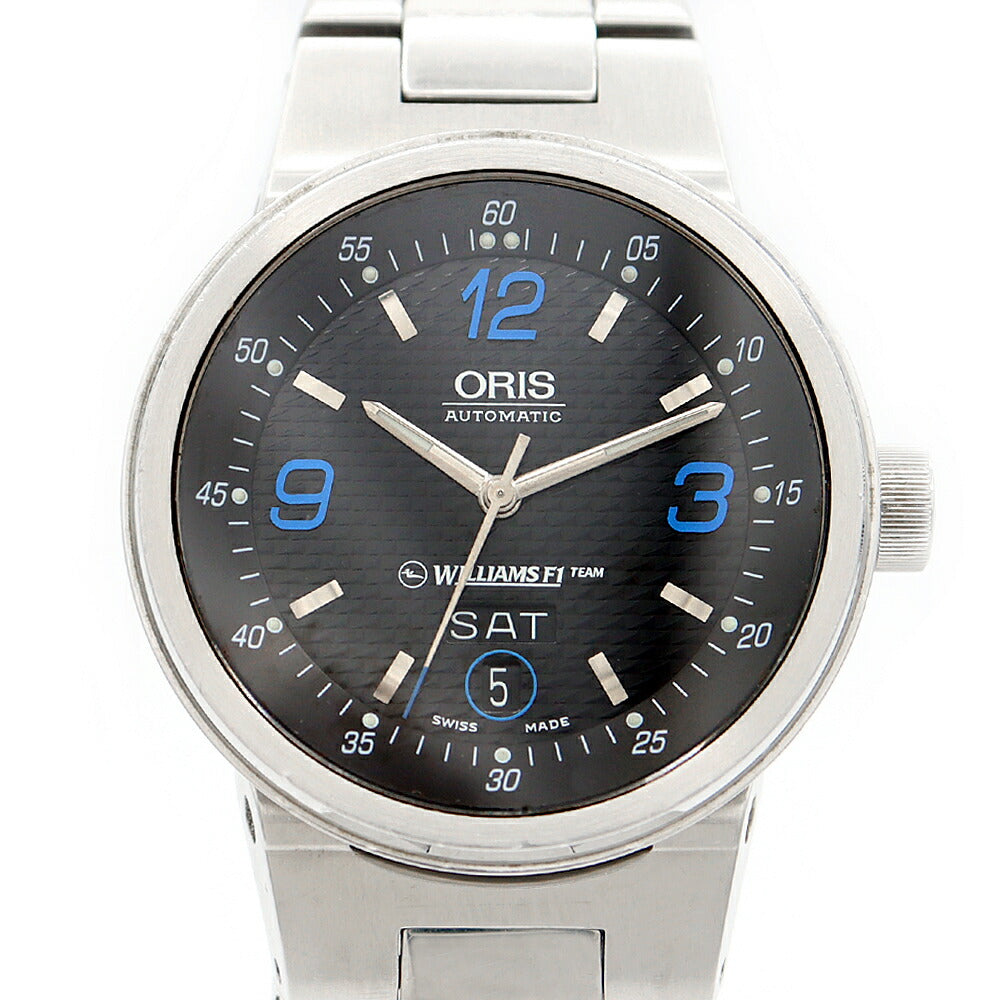 ORIS オリス ウィリアムズ F-1チーム 7560 デイデイト 裏スケ 50m防水 黒 ブラック 青 ブルー カーボン SS ステンレス メンズ 自動巻き【6ヶ月保証】【腕時計】【中古】