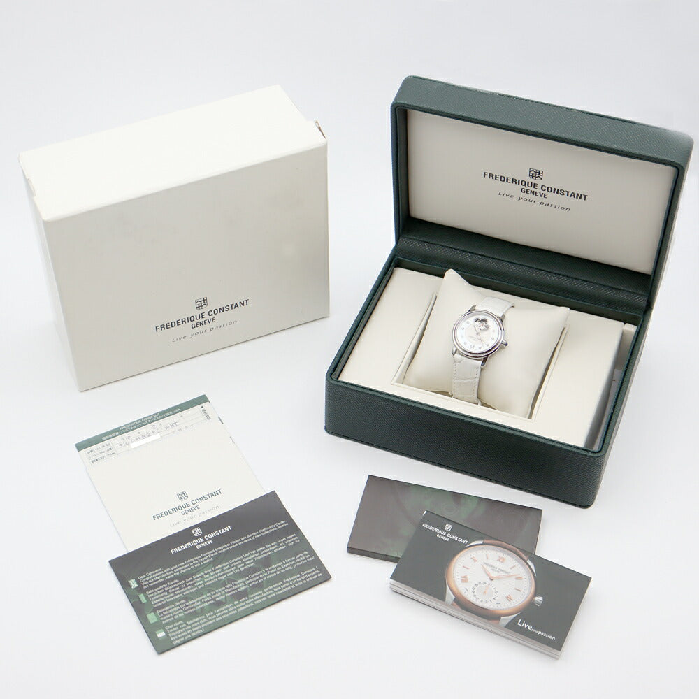 Frederique Consant Frederique Constant Classic Double Heart Beat 8P Diamond FC-303/310X2P4/5/6 White White Shell SS Stainless Steel Genuine Belt Genuine Buckwheat Women's Automatic Wind