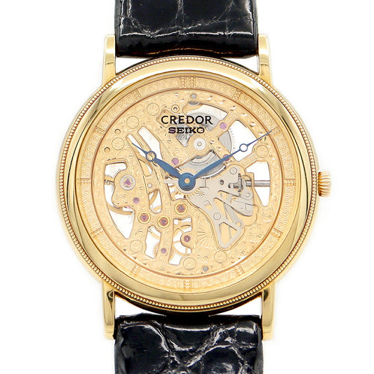 SEIKO Seiko Couredor Signo Skeleton BBD998 6899-0010 Solid Gold K18YG Yellow Gold Genuine Belt Genuine Belt Genuine K18YG Backed Men's Handwriting