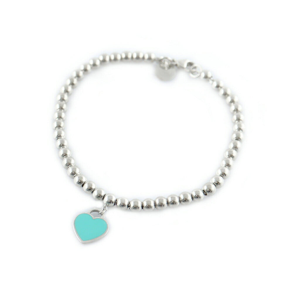 TIFFANY & CO. Tiffany Rett Tit Tit Funny Mini Heart Tag Bead Beads Beads Beads Bead Charm Silver SV925 Bangle Ladies [Jewelry] [Used]