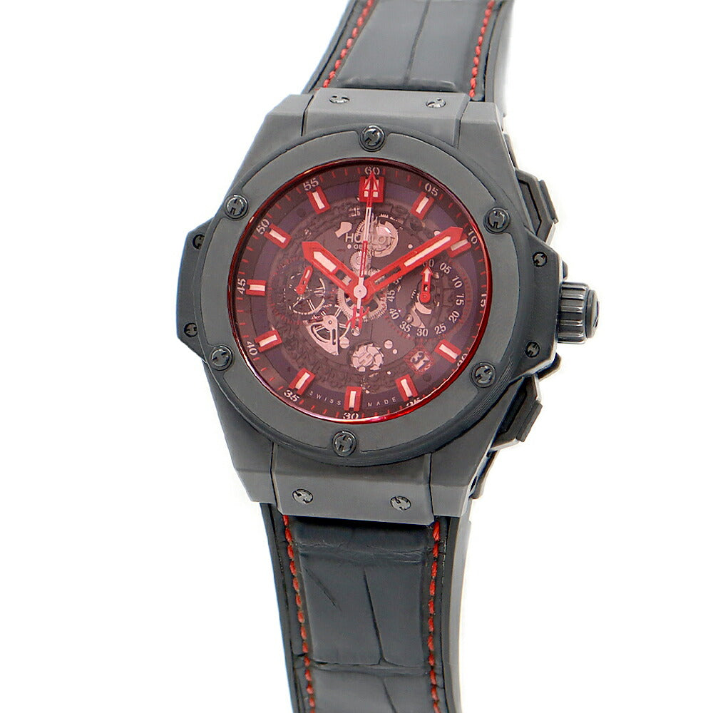 HUBLOT Ubr King Power Unic red Magic 701.ci.1123.GR Chronograph Date Skeleton Red Black Black Ceramic Titan Genuine Belt Genuine Back Men's Automatic Wind [6 months Guarantee] [Watch] [Used]