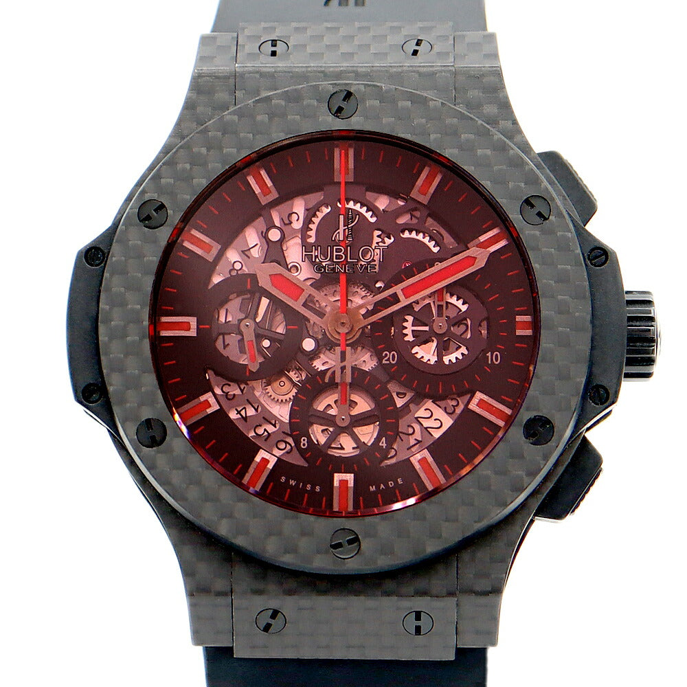 Inspection HUBLOT Uburo Big Bang Bang Aeroban Red Magic Carbon 311.QX.1134.RX Chronograph Date Black Black Skeleton Carbon Genuine Belt Genuine Back Men's Automatic Wind