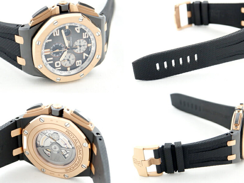 AUDEMARS PIGUET オーデマピゲ ロイヤルオーク オフショア クロノ ブティック限定モデル 26405NR スモークグレー  PG ピンクゴールド セラミック ラバー メンズ 自動巻き AP 26405NR.OO.A002CA.01【6ヶ月保証】【腕時計】【中古】