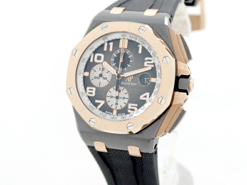 AUDEMARS PIGUET オーデマピゲ ロイヤルオーク オフショア クロノ ブティック限定モデル 26405NR スモークグレー  PG ピンクゴールド セラミック ラバー メンズ 自動巻き AP 26405NR.OO.A002CA.01【6ヶ月保証】【腕時計】【中古】