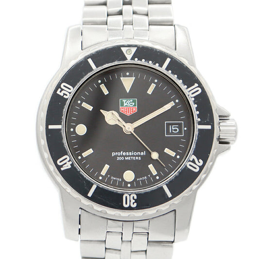 電池交換済 TAG Heuer タグホイヤー プロフェッショナル200 929.213G 20 デイト 200m防水 黒 ブラック SS ステンレス メンズ クォーツ【6ヶ月保証】【腕時計】【中古】