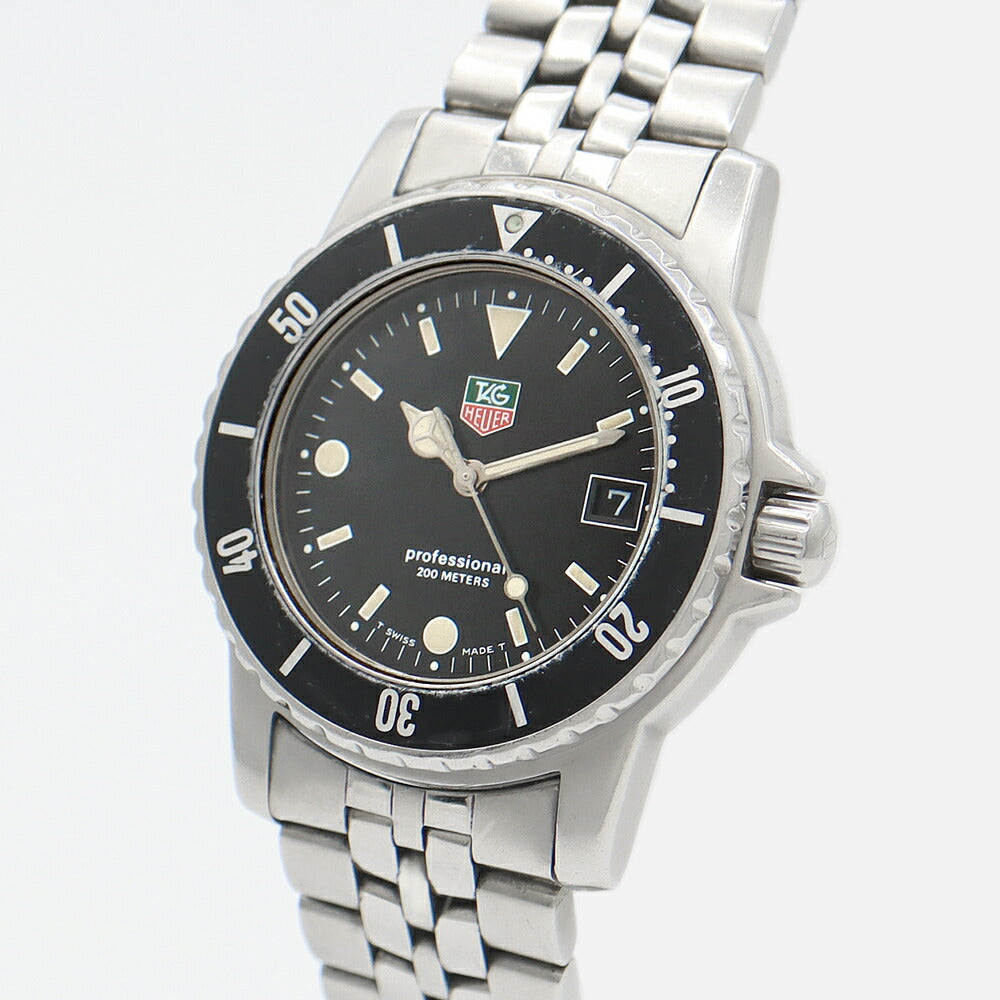 電池交換済 TAG Heuer タグホイヤー プロフェッショナル200 929.213G 20 デイト 200m防水 黒 ブラック SS ステンレス メンズ クォーツ【6ヶ月保証】【腕時計】【中古】