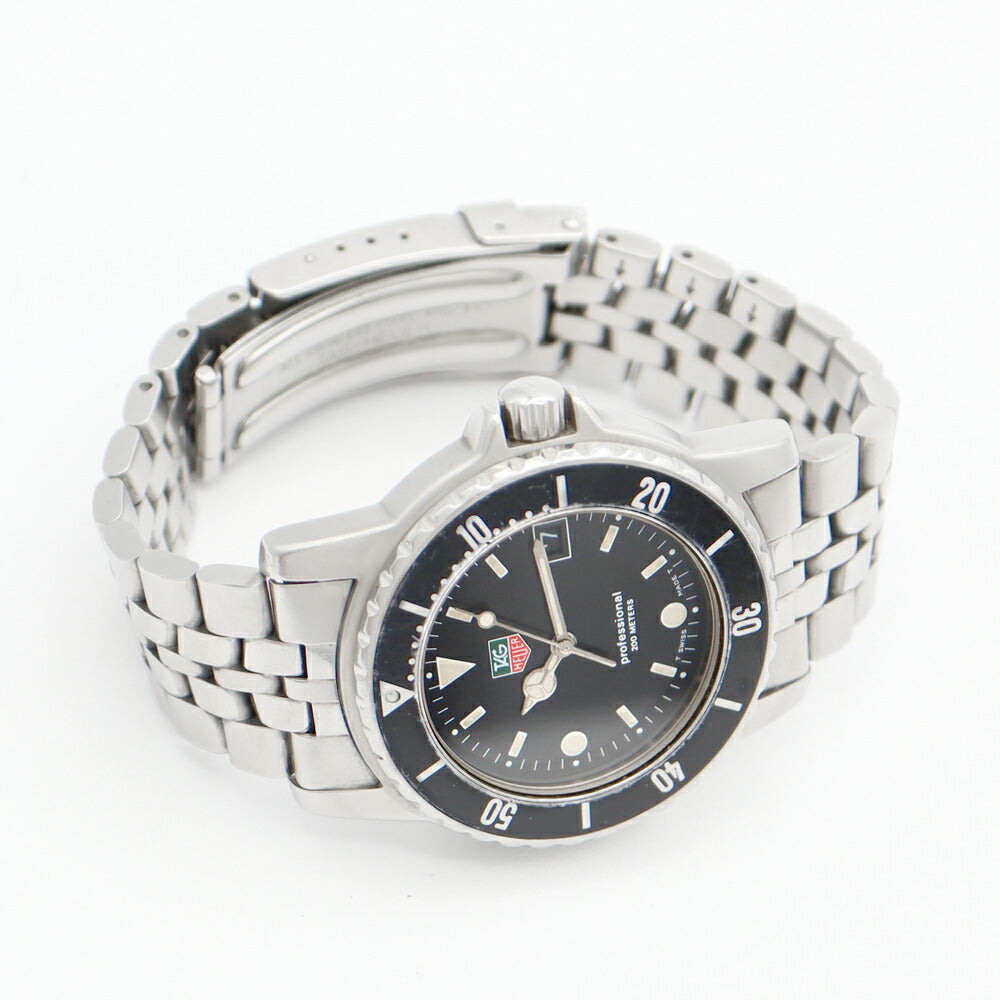 電池交換済 TAG Heuer タグホイヤー プロフェッショナル200 929.213G 20 デイト 200m防水 黒 ブラック SS ステンレス メンズ クォーツ【6ヶ月保証】【腕時計】【中古】