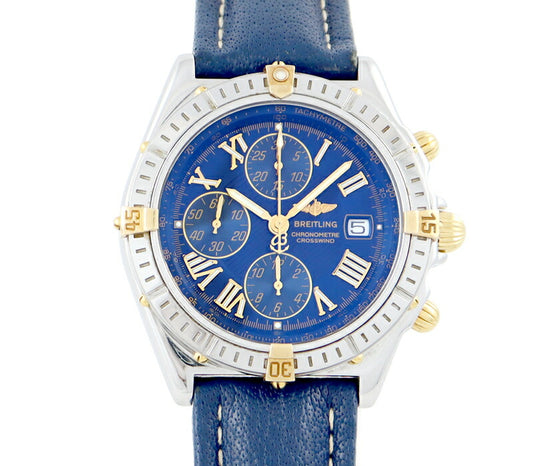 BREITLING Breitling Cross Wind Vicolo B13355 Chronograph Blue Navy Blue K18YG Yellow Gold SS Stainless Combination Genuine Belt Genuine Back Men's Automatic Wind