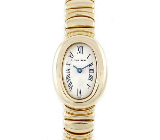 Cartier Cartier Cartier Cartier Mini Benuir W15109D8 White White Ivory K18 Y G Yellow Gold Golden Women's Quartz [6 Month Wants] [Watch] [Used]