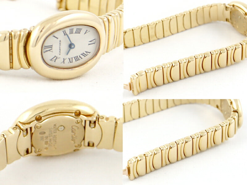 Cartier Cartier Cartier Cartier Mini Benuir W15109D8 White White Ivory K18 Y G Yellow Gold Golden Women's Quartz [6 Month Wants] [Watch] [Used]