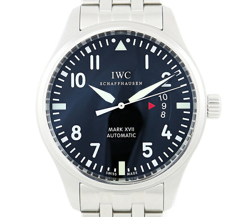 内部点検済 IWC インターナショナルウォッチカンパニー パイロットウォッチ マークXVII IW326504 デイト 黒 ブラック SS ステンレス メンズ  自動巻き  マーク17【6ヶ月保証】【腕時計】【中古】