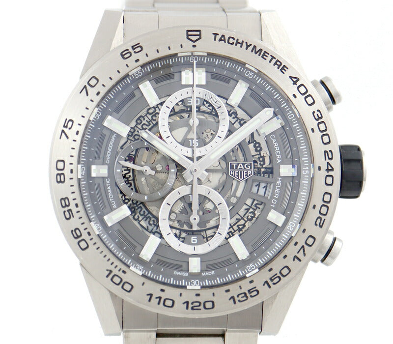 TAG HEUER Taghoier Carrella Calibur Huoyer 01 CAR2A8A BF0707 Date Chronograph Titan Graph Skeleton Men's Automatic Wind [6 months warranty] [Watch] [Used]