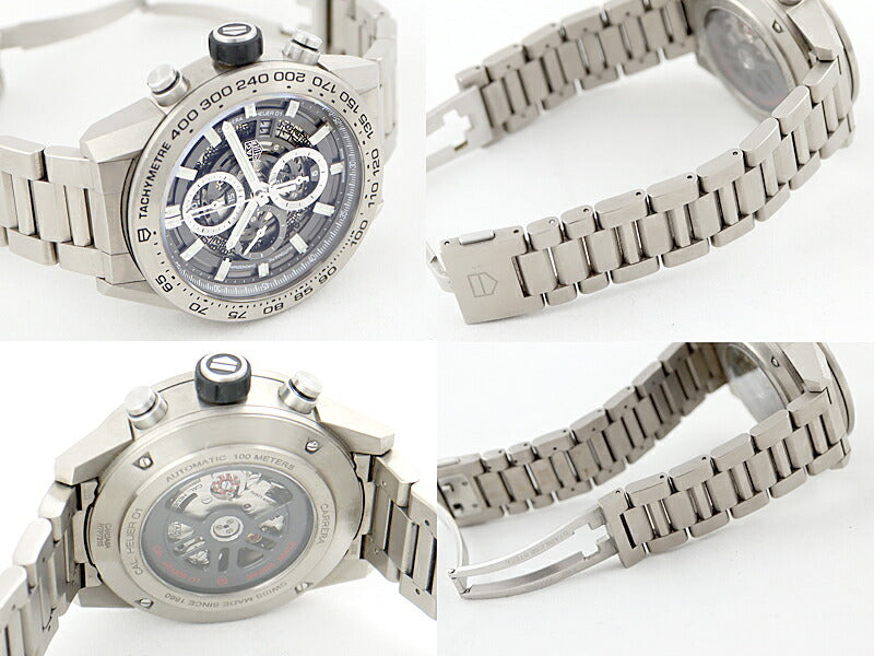 TAG HEUER Taghoier Carrella Calibur Huoyer 01 CAR2A8A BF0707 Date Chronograph Titan Graph Skeleton Men's Automatic Wind [6 months warranty] [Watch] [Used]