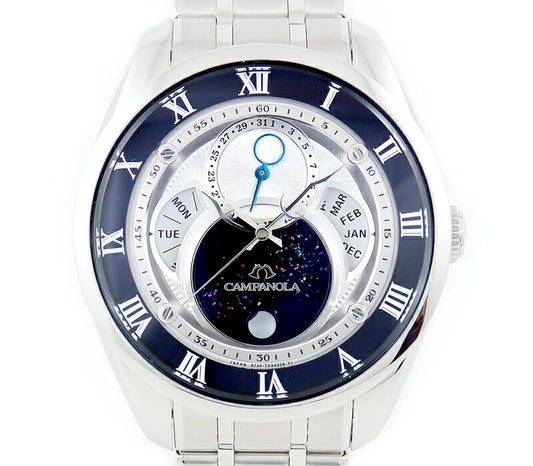 CITIZEN シチズン CAMPANOLA カンパノラ BU0020-62A 8730-T022341 天彩星 あまいろほし シルバー 黒 ブラック SS ステンレス ソーラー エコドライブ ムーンフェイズ カレンダー メンズ【6ヶ月保証】【腕時計】【中古】