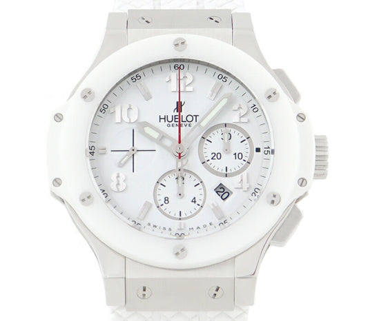 Inspector HUBLOT Ublo Bang Bang Big Bang Bang San Moritz 301.se.230.RW 44mm White White Ceramic SS Stainless Steel Genuine Belt Genuine Bell Men's Automatic Winding Chronograph Date Big Bang [6 months warranty] [Watch] [Used]