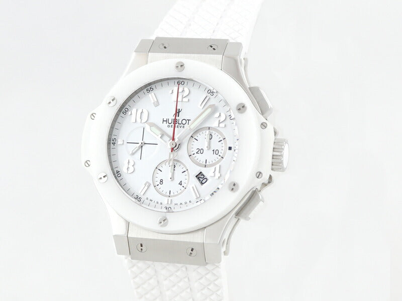 Inspector HUBLOT Ublo Bang Bang Big Bang Bang San Moritz 301.se.230.RW 44mm White White Ceramic SS Stainless Steel Genuine Belt Genuine Bell Men's Automatic Winding Chronograph Date Big Bang [6 months warranty] [Watch] [Used]