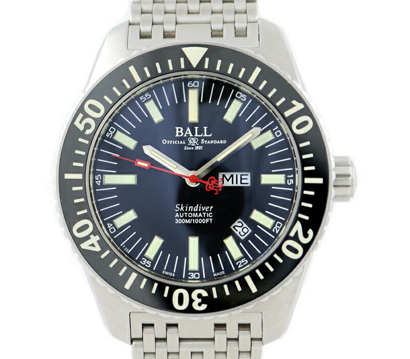 Inspector Ball Ball Ball Watch Engineer Master II Skin Diver DM2108A Day Date 300m Waterproof Black Black SS Stainless Men Automatic Wind