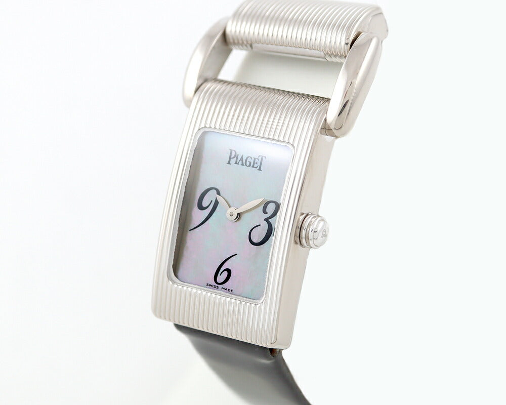 Battery replacement Piaget Piaget Miss Protocol 5321 K18WG White Gold Golden Solid White Shell Genuine Leather Berth Ladies Quartz