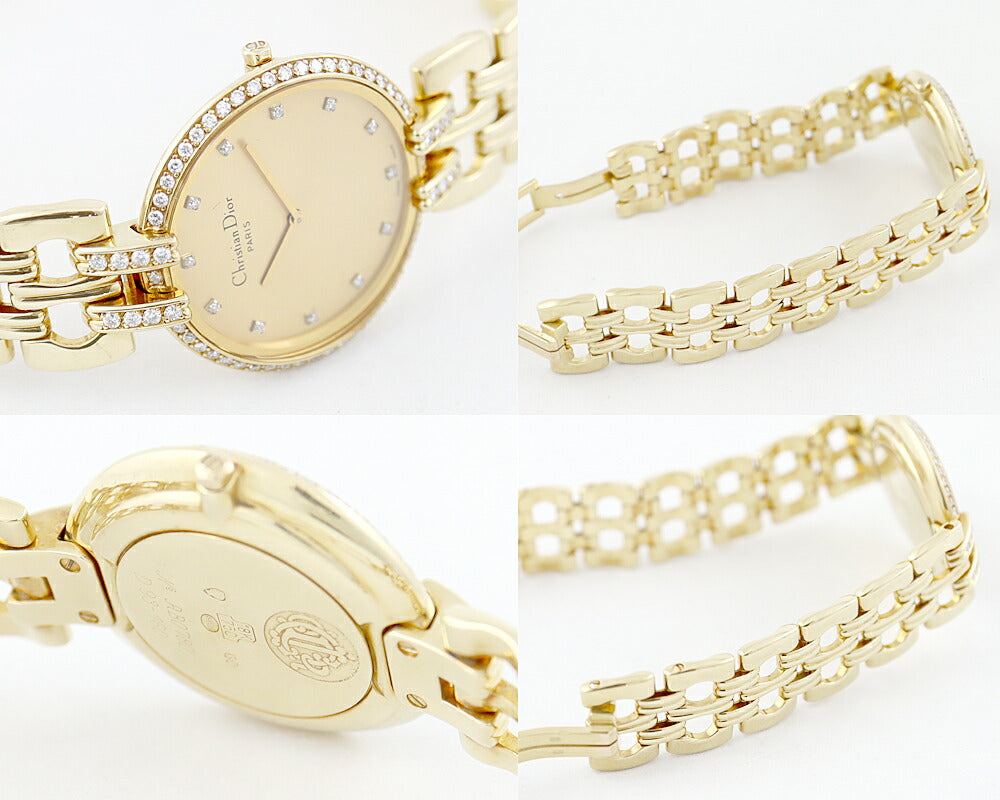 CHRISTIAN DIOR Christian Dior Bagira Diamond Bezel 12P Diamond Gold solid D93-160 K18YG Yellow Gold Ladies Quartz [6 months warranty] [Watch] [Used]